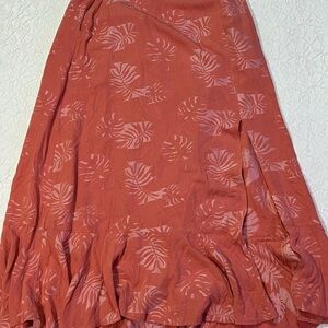Pink Skirt with Leaf Pattern